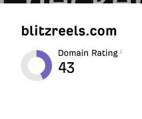 Ahrefs overview for blitzreels.com showing Domain Rating 43.